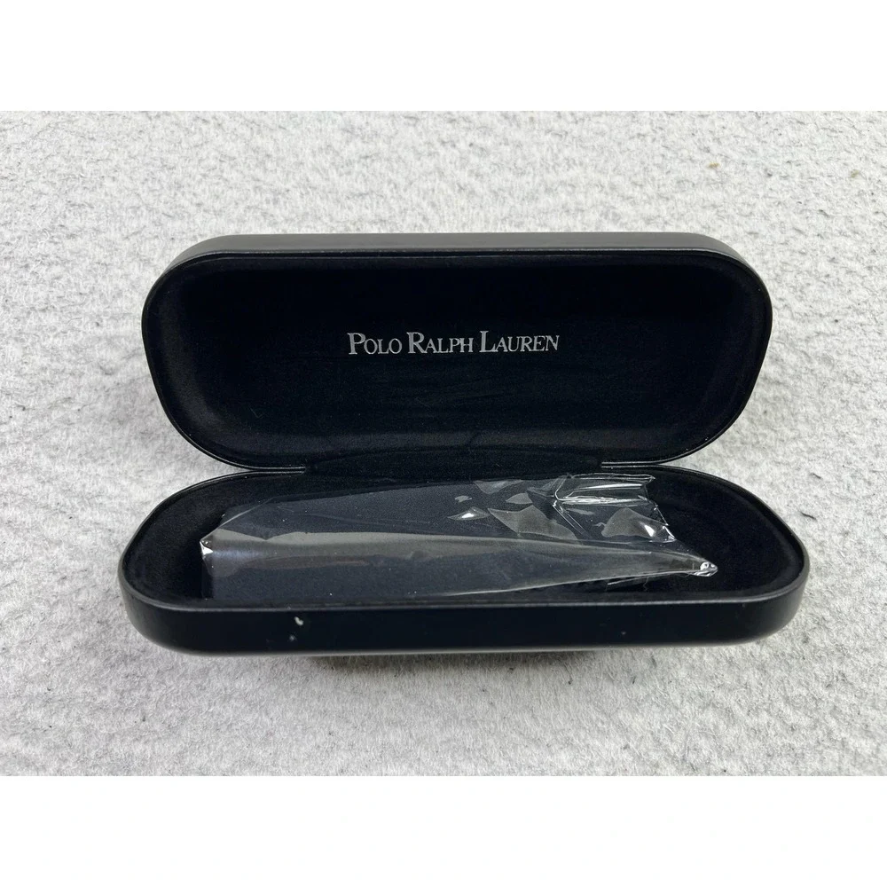 Polo Ralph Lauren Black Hard Eyeglass Sunglass Case Holder Felt Lined + Cloth